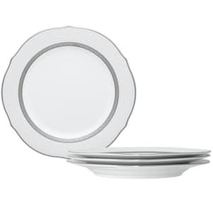 Charlotta Platinum 9 in. (Platinum) Porcelain Scalloped Accent Plates, (Set of 4)