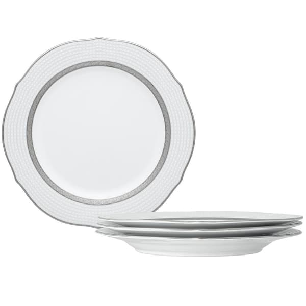 Noritake Charlotta Platinum 9 in. (Platinum) Porcelain Scalloped Accent Plates, (Set of 4)