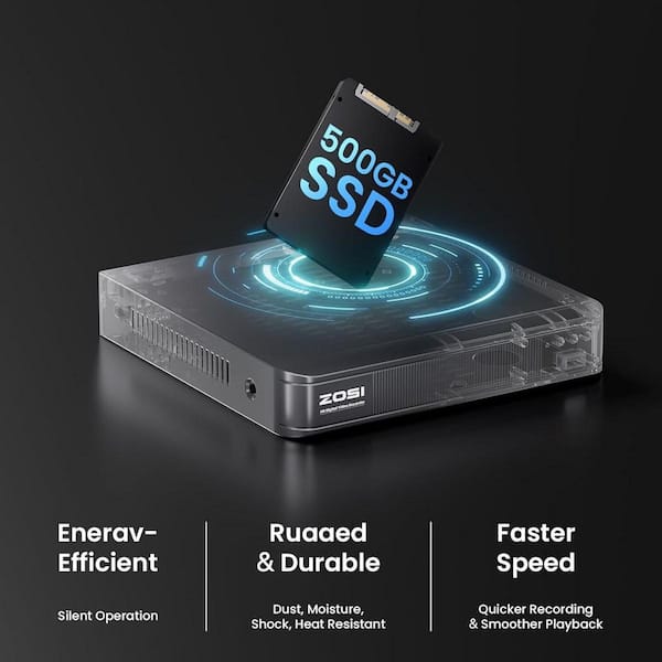 ZOSI 8-Channel 3K Lite Surveillance DVR Recorder with 500GB SSD