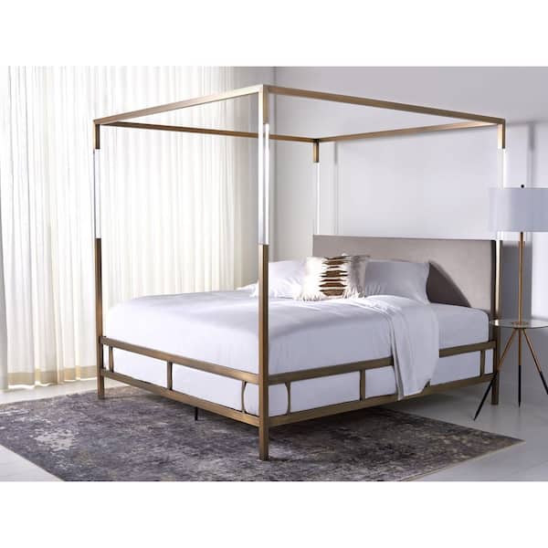 Dorothy Silver Metal Frame Queen Canopy Bed