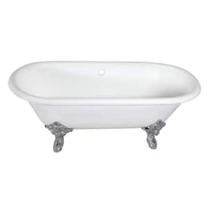 Aqua Eden Double Ended 72 in. Cast Iron Clawfoot Bathtub in Polished Chrome