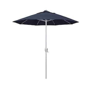 7.5 ft. Matted White Aluminum Market Patio Umbrella Auto Tilt in Spectrum Indigo Sunbrella