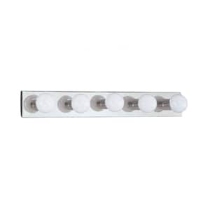 Center Stage 30 in. 5-Light Chrome Traditional Wall Dressing Room Hollywood Bathroom Vanity Bar Light