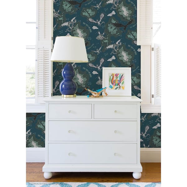 How to Train Your Dragon Isle of Berk Blue Peel and Stick Wallpaper