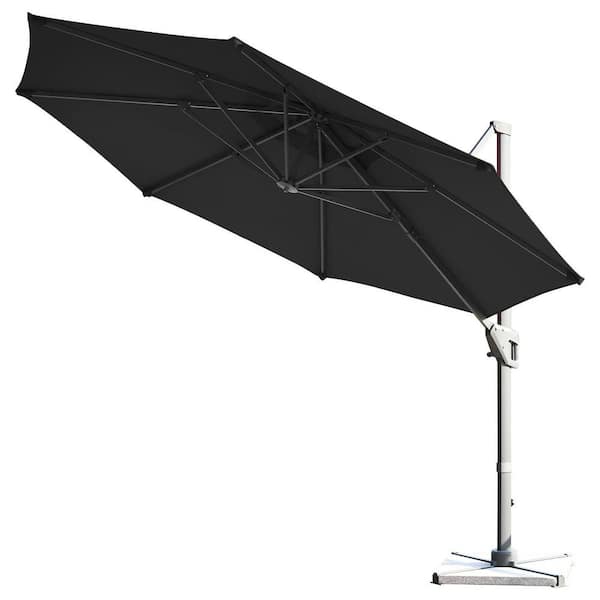 SUNRINX 11 ft. Cantilever Patio Umbrella with 360-Degree Rotation for Pool Garden and Backyard in Black