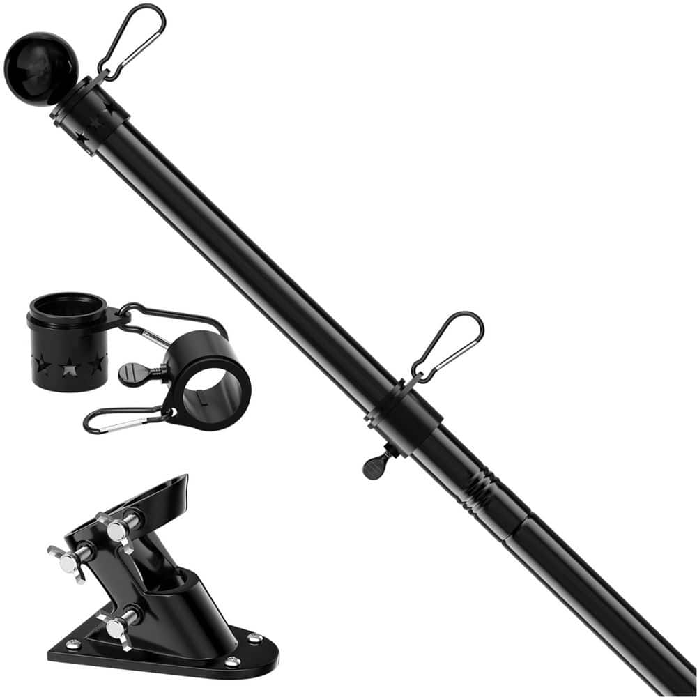 5 in. Adjustable Metal Flag Pole Kit Tangle Free Outdoor Flagpole with Bracket for House, Boat, RV, Truck price history on PriceWatchPro