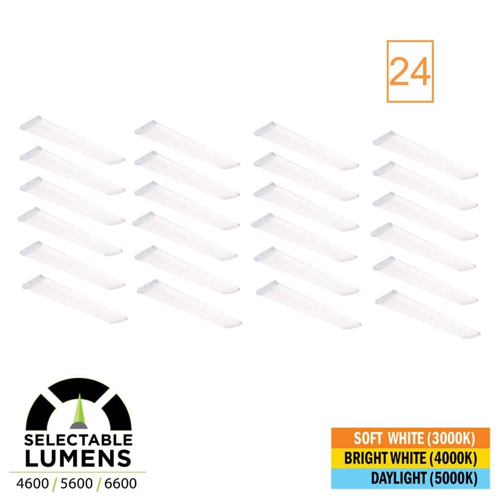 24-Pack 4 ft. x 8.9 in. 4600/5600/6600 Lumens Integrated LED White Wraparound Light Selectable CCT 3000K 4000K 5000K price history on PriceWatchPro