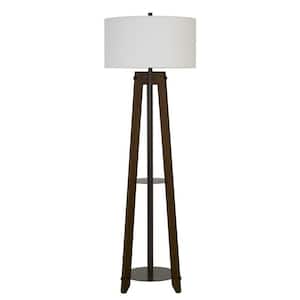 65 in. Brown 1 Dimmable (Full Range) Tripod Floor Lamp for Living Room with Cotton Empire Shade