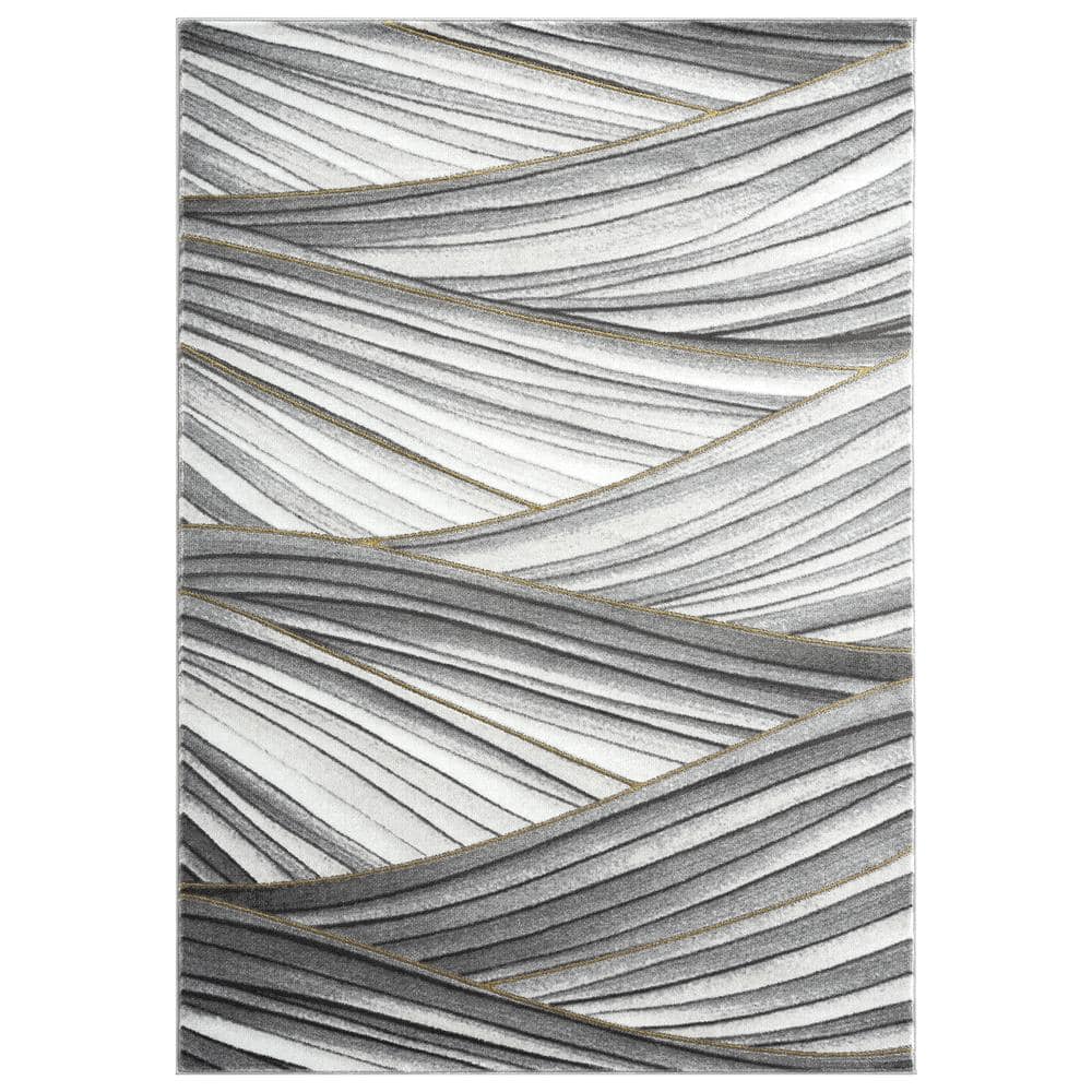 Abani Luna Grey 6 ft. x 9 ft. Abstract Polyester Area Rug LUN210A6