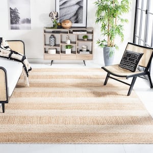 Natural Fiber Beige/Ivory 8 ft. x 10 ft. Woven Striped Area Rug