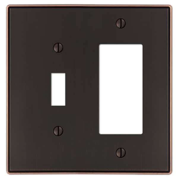 AMERELLE Ansley 2 Gang 1-Toggle and 1-Rocker Metal Wall Plate - Aged Bronze