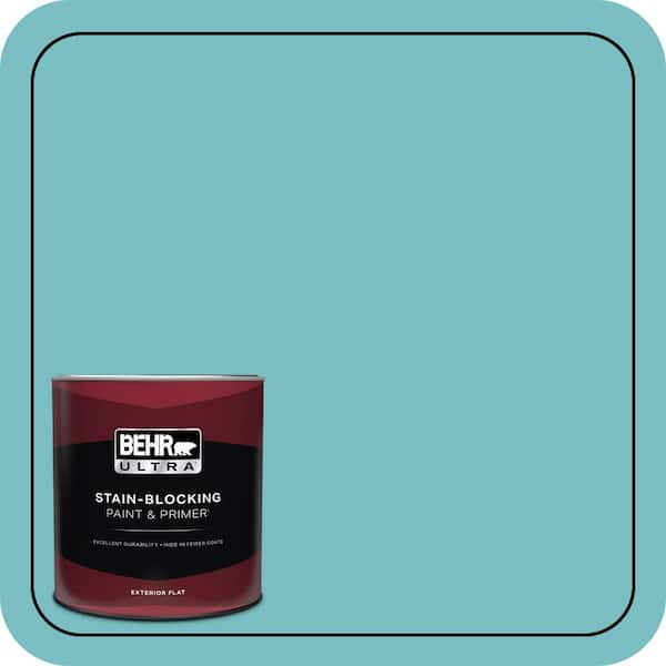 BEHR ULTRA 1 qt. #M460-4 Pure Turquoise Flat Exterior Paint & Primer