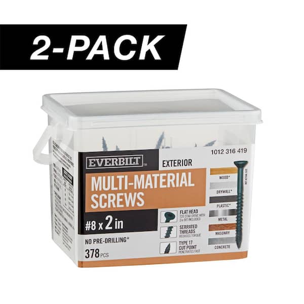2-Pack #8 x 2 in. Black 6-Lobe Star Drive Exterior Flat Head Multi-Material Screw (6 lbs. / 756-Piece)