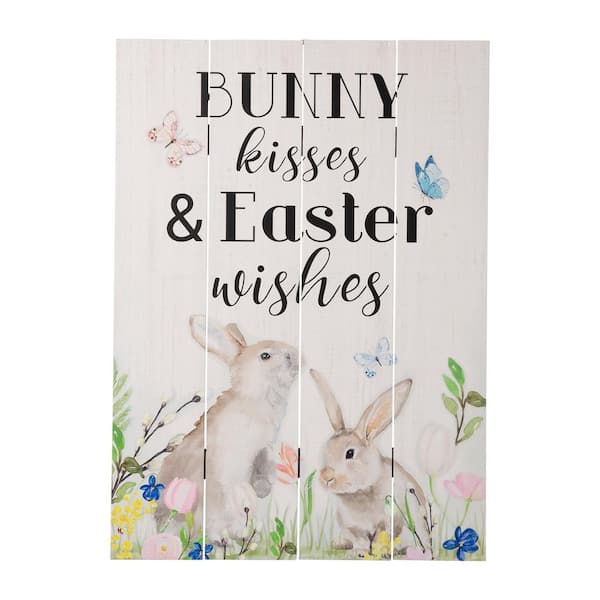 18 in. H Wooden Easter Bunny Wall Decor