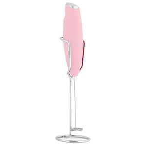 Powerful Milk Frothier Handheld with Upgraded Holster Stand - Cotton Candy