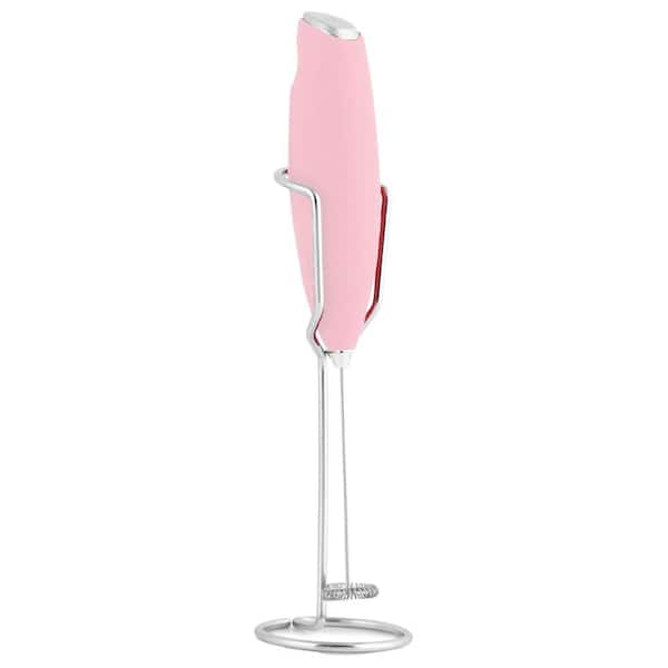 Zulay Kitchen Powerful Milk Frothier Handheld with Upgraded Holster Stand - Cotton Candy