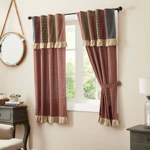Maisie 36 in W x 63 in L Patch Valance Light Filtering Rod Pocket Window Panel Burgundy Tan Black Pair
