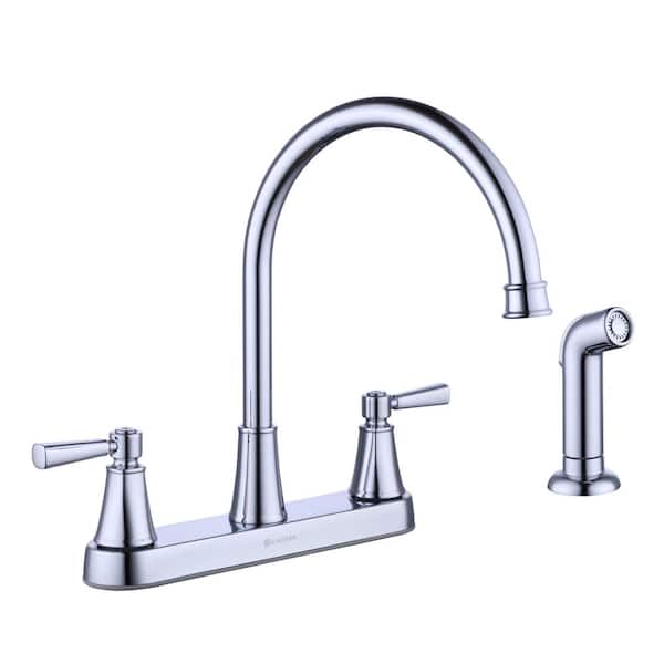 Glacier Bay Melina Double Handle Standard Kitchen Faucet with Side Sprayer in Polished Chrome