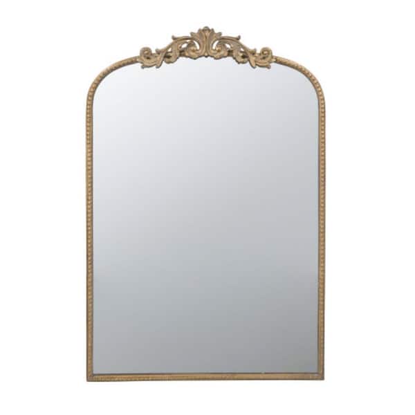 ORGANNICE 24 in. W x 42 in. H Gold Arch Mirror and Baroque Inspired Frame Modern Wall Mount Mirror Wall Decor Design Mirror
