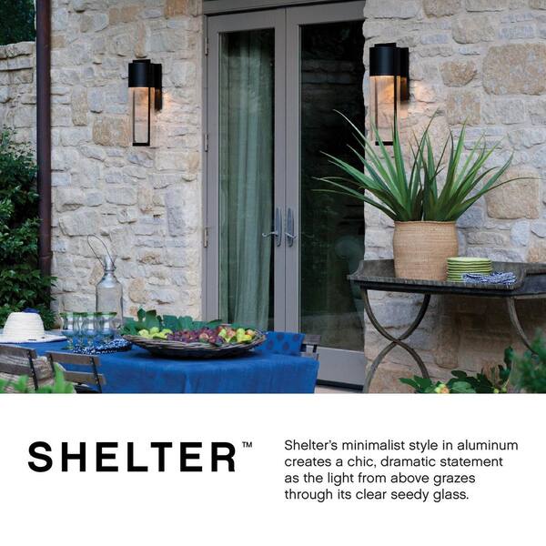 HINKLEY - Hinkley Shelter Small Outdoor Wall Mount Lantern, Black