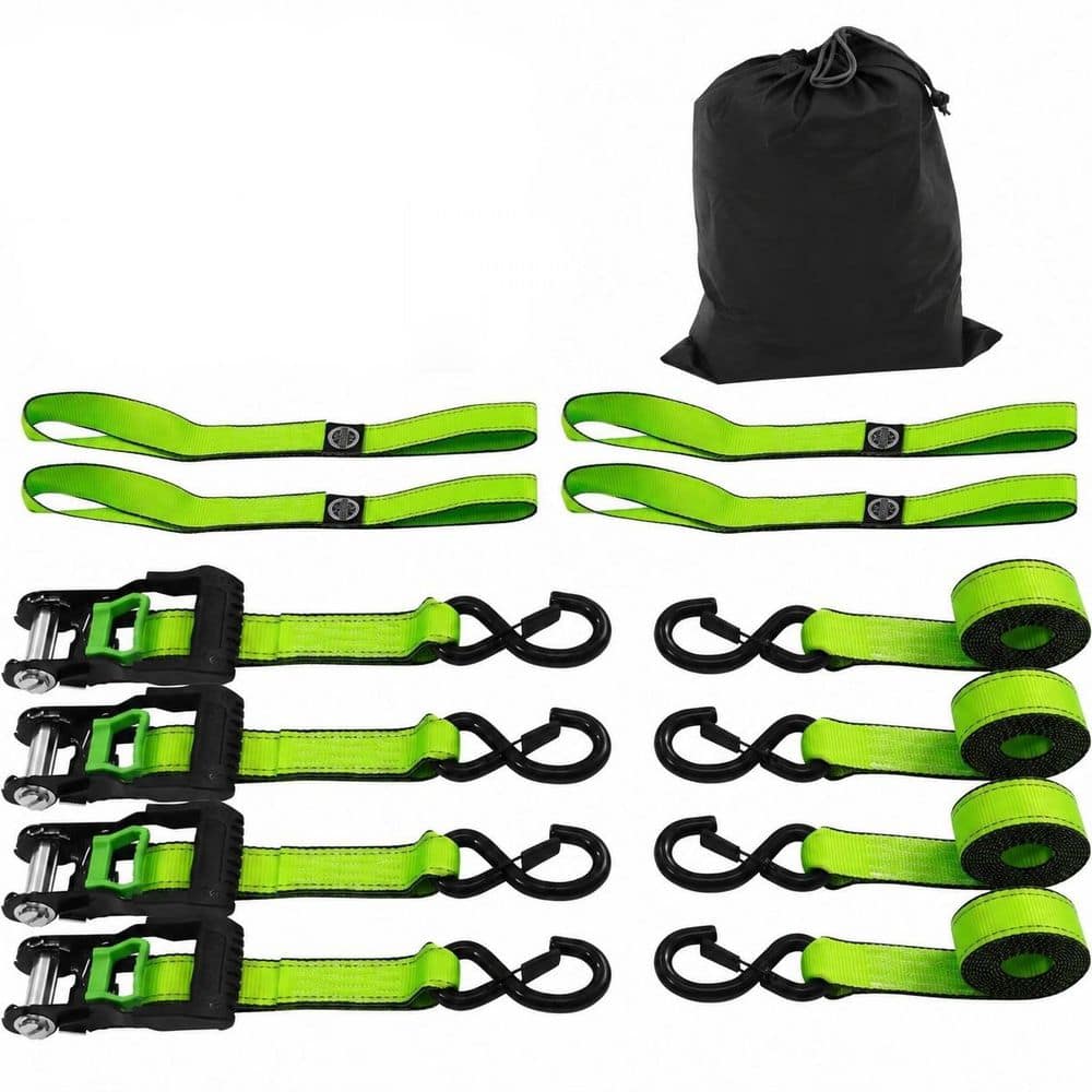 1.5 in. x 8 ft. Ratchet Tie Down Straps Reflective Thread Soft Loop Heavy Duty Cargo Securement 4-Pack price history on PriceWatchPro