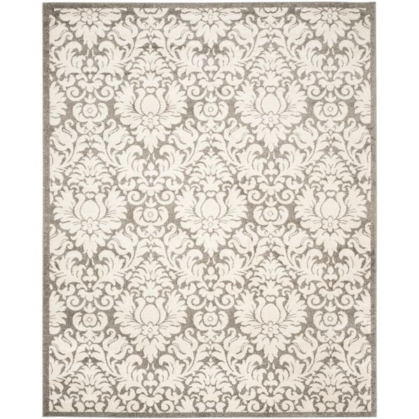 SAFAVIEH Amherst Dark Gray/Beige 10 ft. x 14 ft. Border Floral Geometric Area Rug