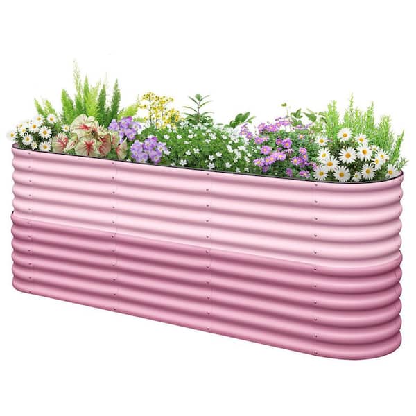 94. 5x23. 6x34. 2 in. Metal Raised Garden Bed, 2.85 ft Tall 9 in 1 Galvanized Planter Garden Box for Gardening-Pink