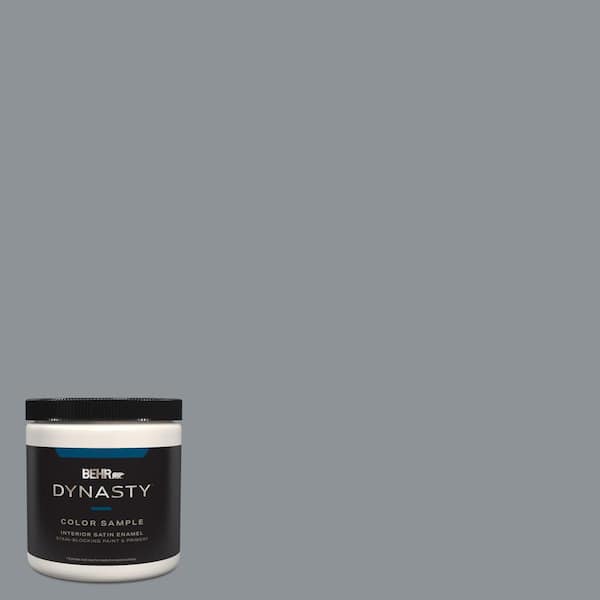 BEHR DYNASTY 8 oz. #PPU18-04 Dark Pewter One-Coat Hide Satin Enamel Stain-Blocking Interior/Exterior Paint & Primer Sample