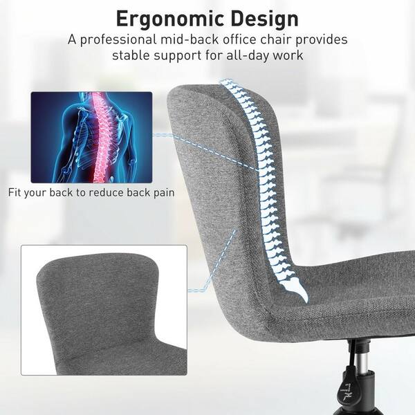 mid back armless office chair