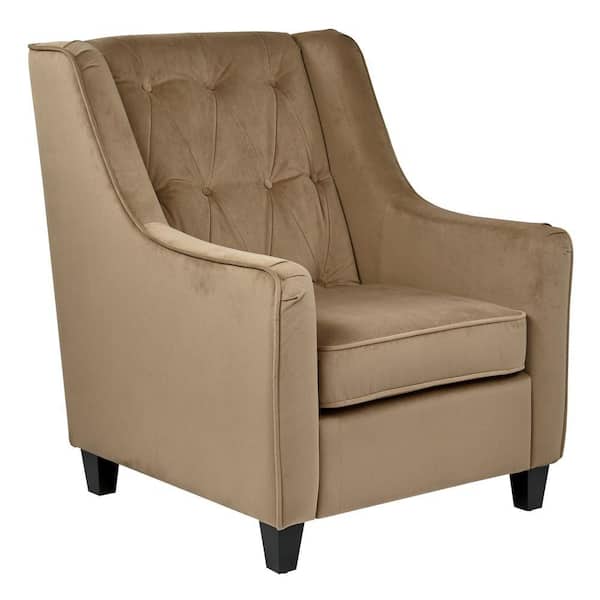 OSP Home Furnishings Coffee Velvet Tufted Arm Chair