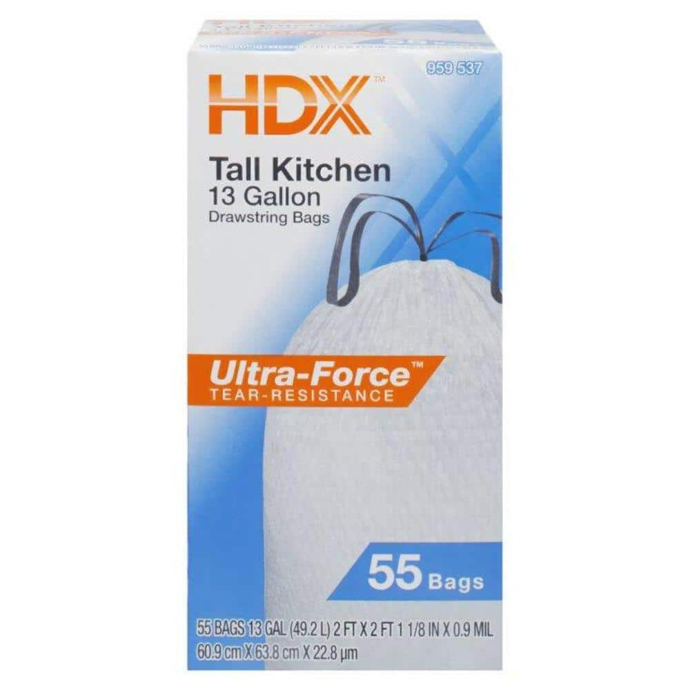 Glad 13 Gal. Forceflex White Tall Kitchen Drawstring Trash Bags (120-Count)  1258778555 - The Home Depot