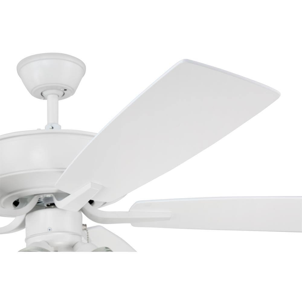 White 52'' Ceiling Fan with LED Light Kit and Reversible Blades