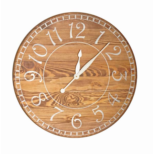 BrandtWorks 24 in. Oversized Brown Farmhouse Wall Clock 24LBSPTRX - The  Home Depot