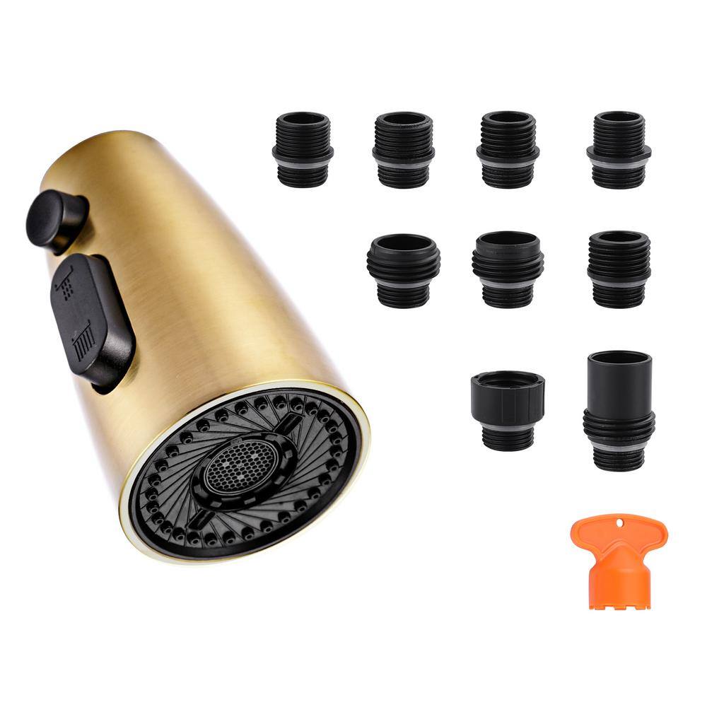 Pull Down Kicthen Faucet Head Replacement with 9-Adapter Kit and 3-Spray Modes in Brushed Gold price history on PriceWatchPro