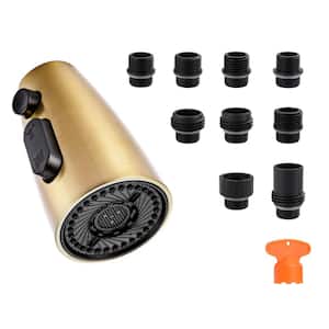 Pull Down Kicthen Faucet Head Replacement with 9-Adapter Kit and 3-Spray Modes in Brushed Gold