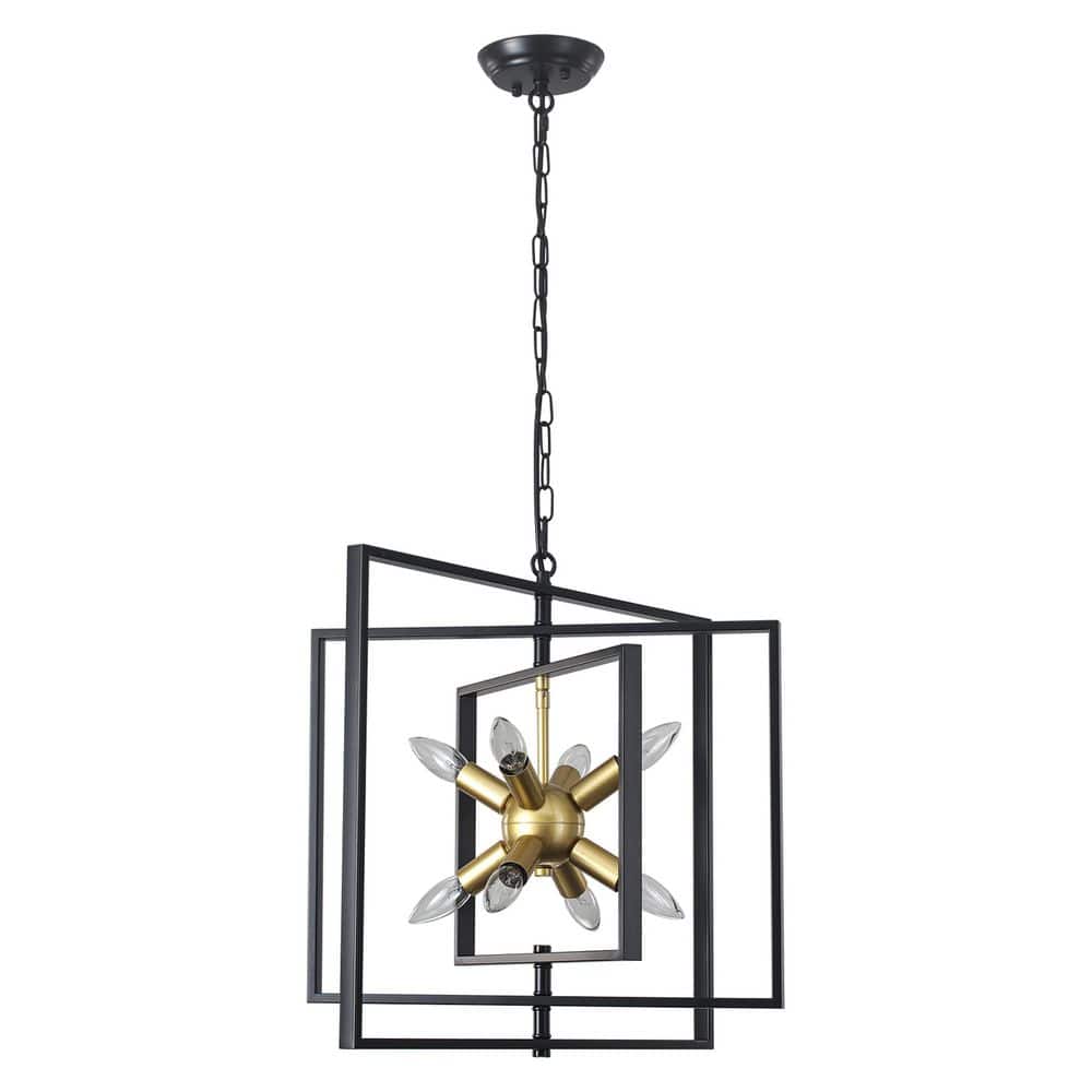 8 Light Black and Gold Mid Century Mondern Geometric and Sputnik Chandelier for Dining Room Foyer with No Bulbs Included price history on PriceWatchPro