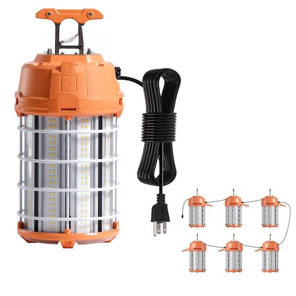 LED Temporary Work Light, 19000 lm, 5000K Durable and Water-Resistant, 150W, Ceiling or Stand Job Site Illumination