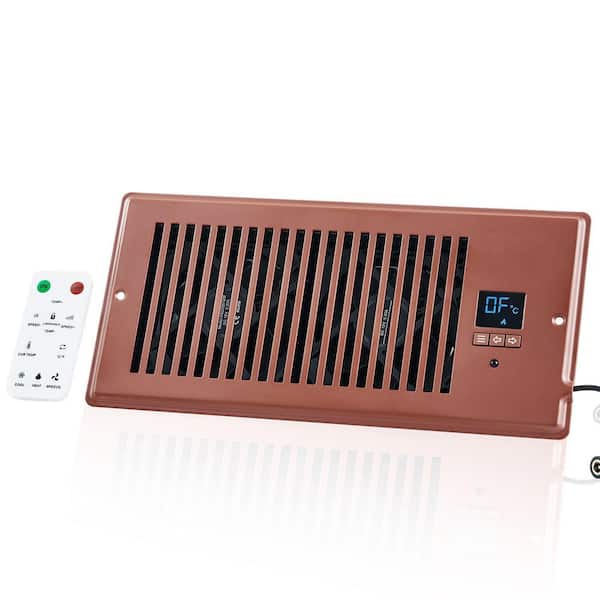 Fits 4 in. x 10 in. Register Booster Fan, Quiet Vent Booster Fan with Remote Control and Thermostat Control Brown