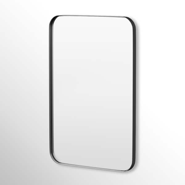 24 in. W x 36 in. H Rectangular Framed Tempered Glass Wall-Mounted Bathroom Vanity Mirror in Black