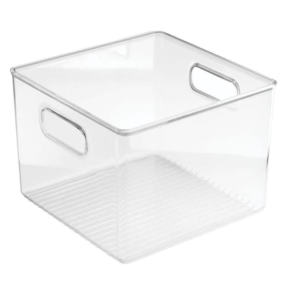 mDesign Clarity Plastic Stacking Closet Storage Organizer Bin with Drawer,  Clear - 8 x 12 x 4 and 16 x 12 x 6, Set of 3