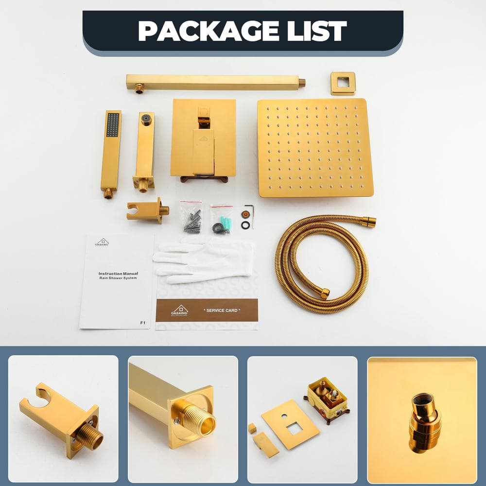 Brushed Gold Multi-Head Wall Mounted Rain Shower System