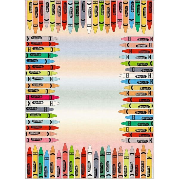 Crayola Crayon Parade Playroom Modern, Art work, Multi Color 5 ft. x 7 ft., Area Rug