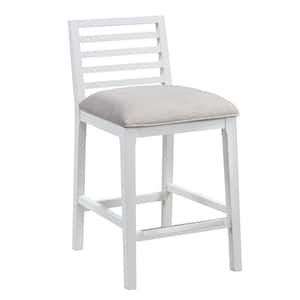 Siri 36.25 in. White/Gray Standard Back Solid Wood Counter Stool with Fabric Seat