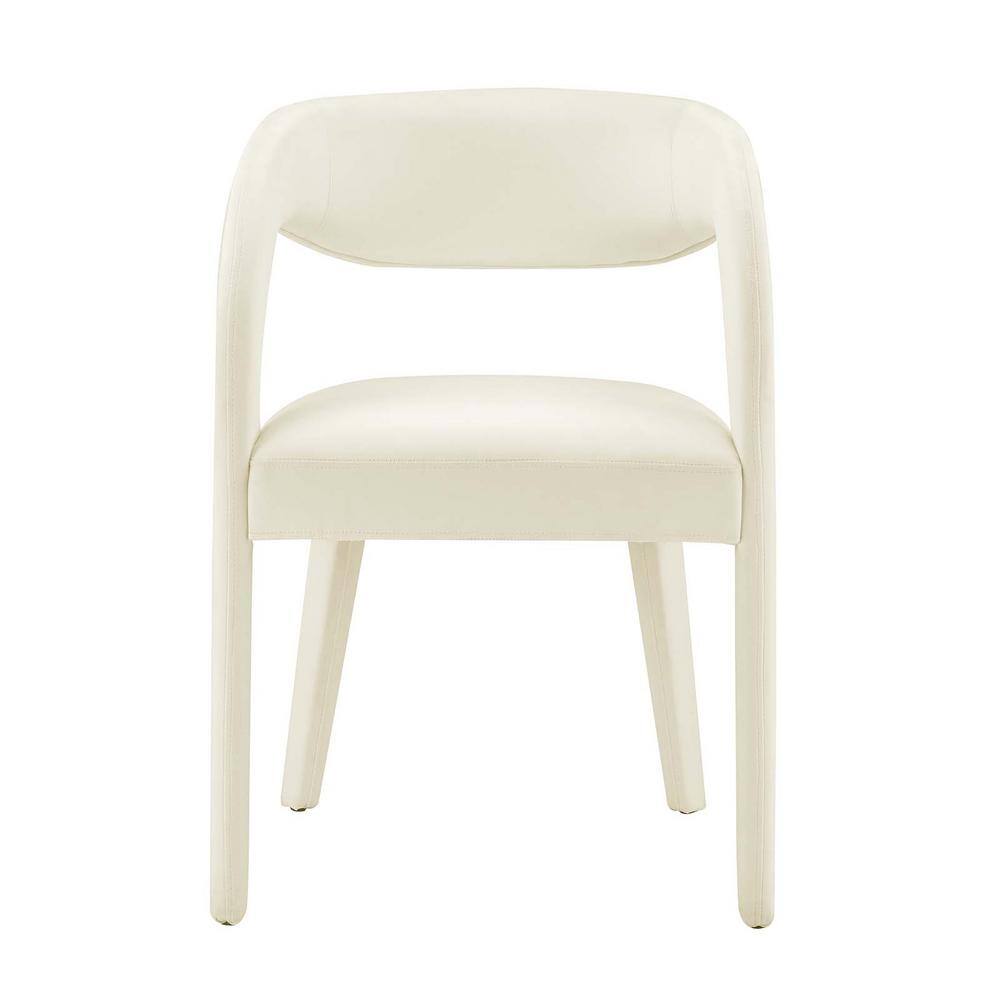 Ivory Velvet Upholstered Dining Chairs with Curved Backrest, Set of Two