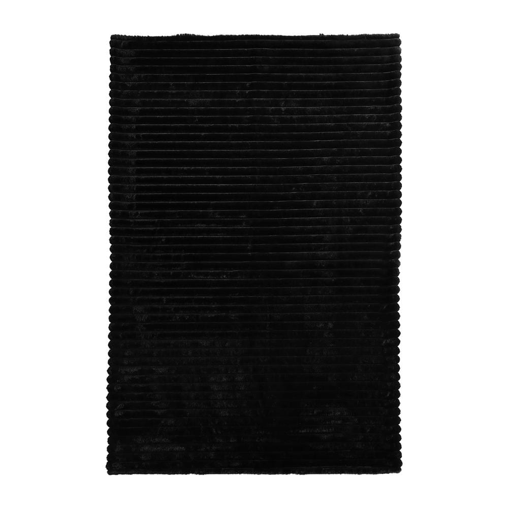 JUICY COUTURE Juicy Ribbed Rabbit Black 50 in. 70 in. Plush Faux Fur