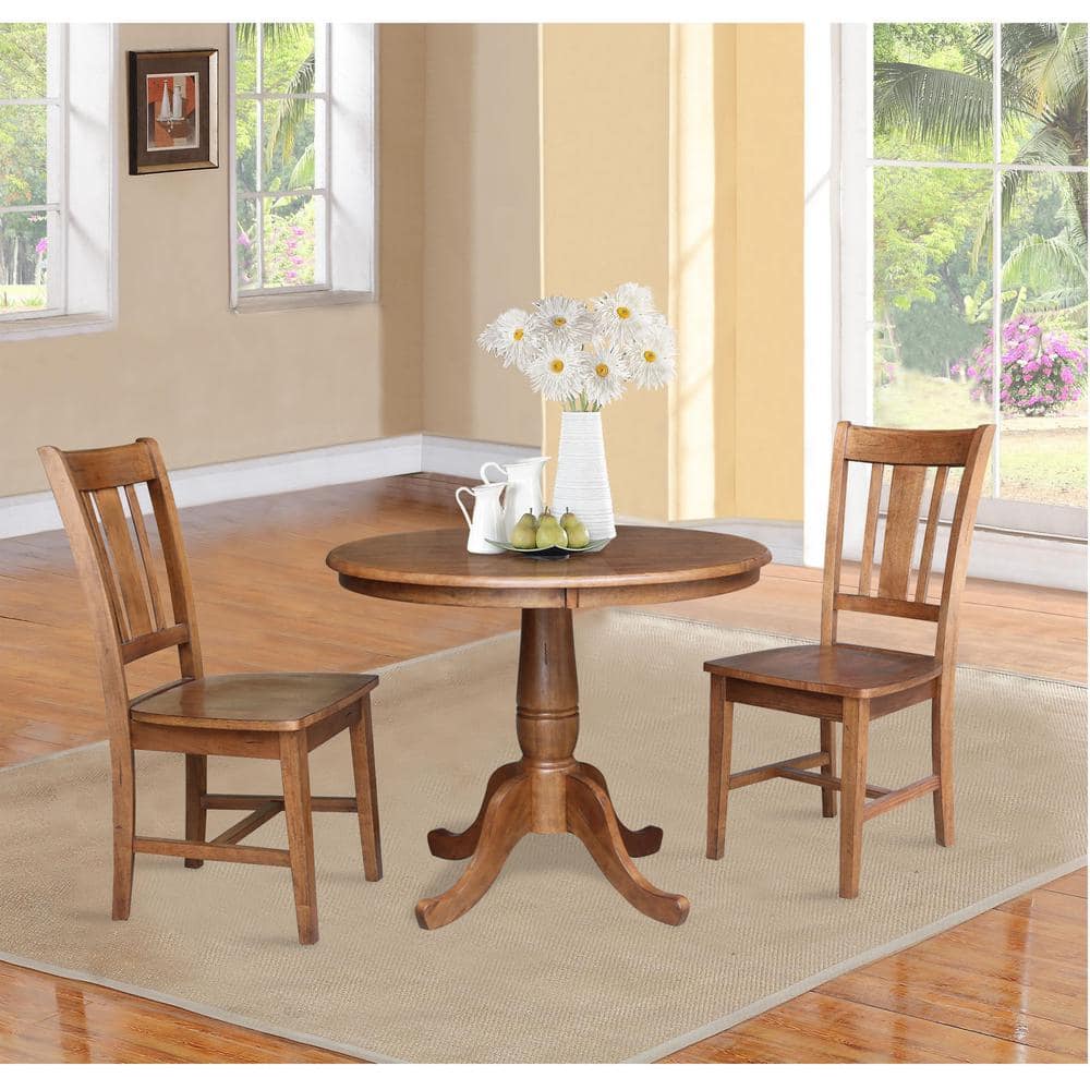 Elegant Distressed Oak Round Pedestal Dining Table, 39"