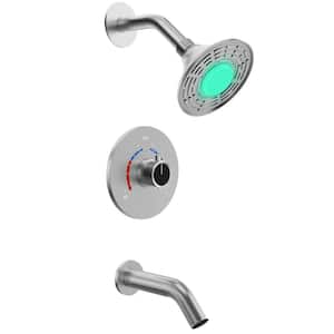 LED Display Single Handle 2-Spray Shower Faucet Set 2.5 GPM with High Pressure in. Brushed Nickel(Valve Included)