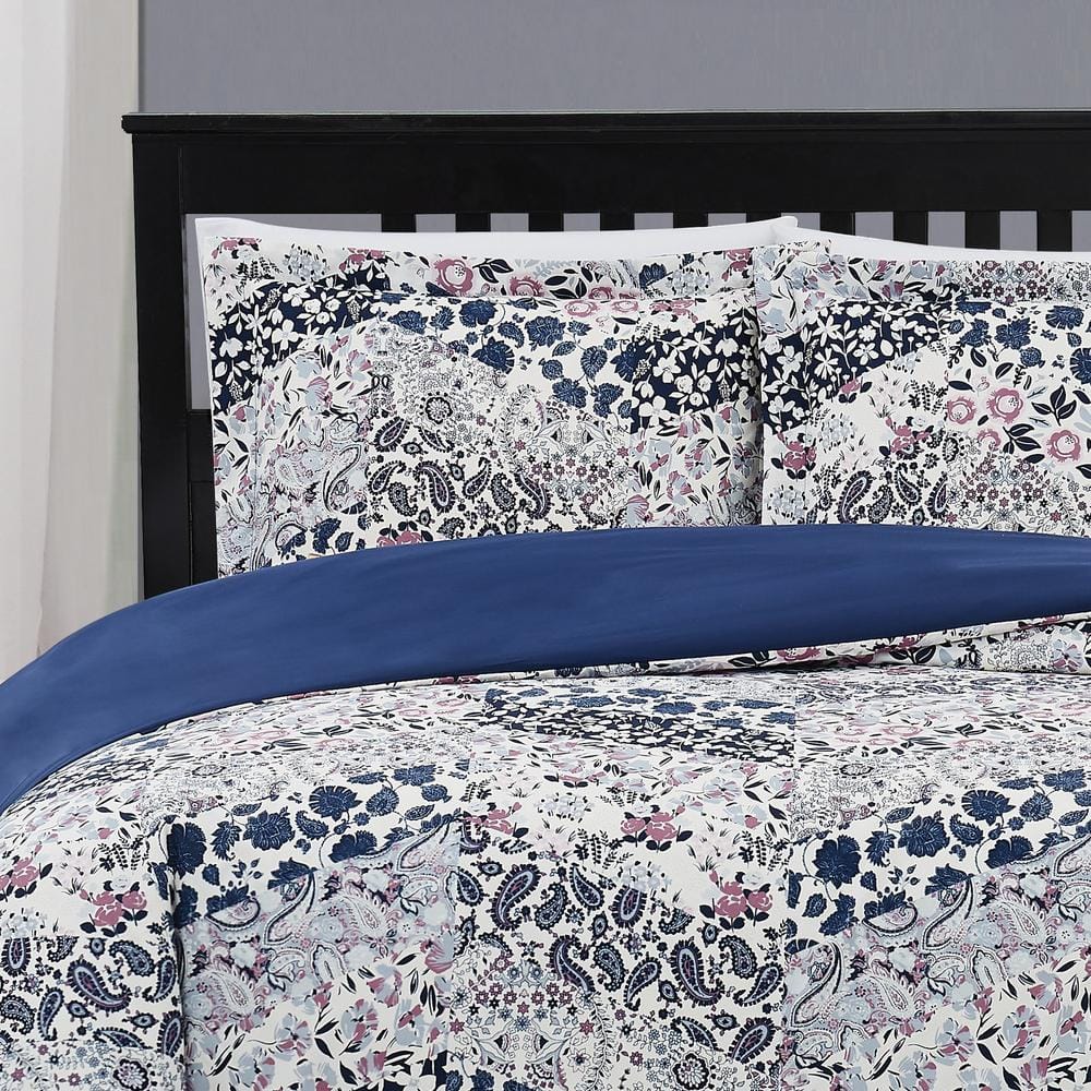 Chelsea Full/Queen Blue and Purple Microfiber Duvet Cover Set