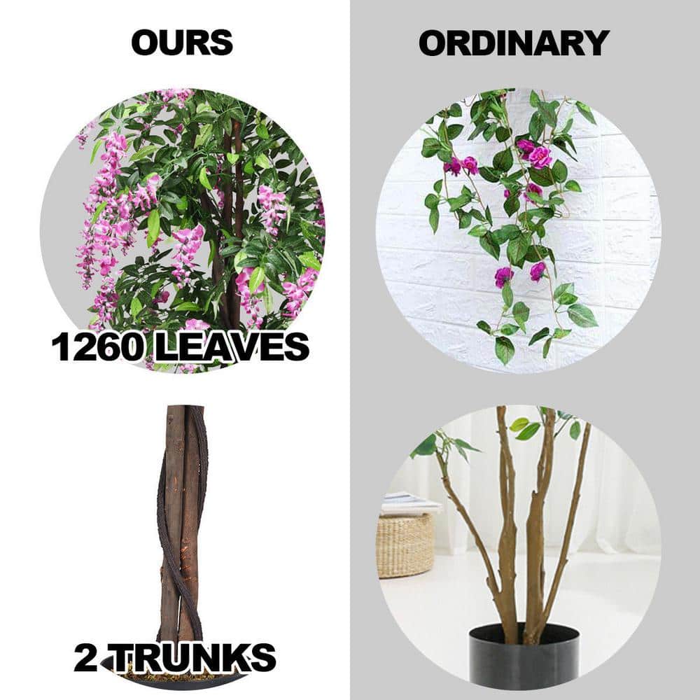 6-Foot Purple Silk Wisteria Tree with Black Plastic Pot