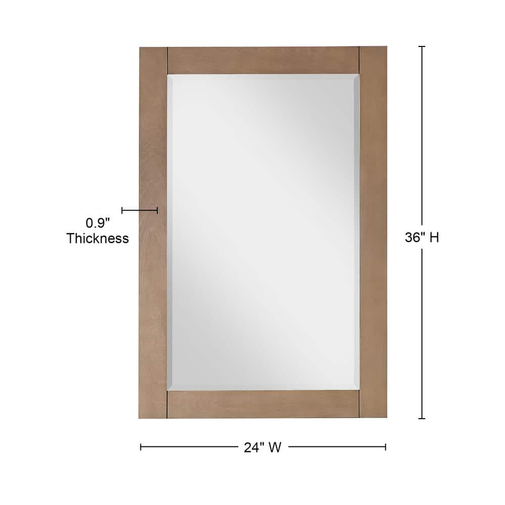 Ivy 36" x 24" Brown Pine Rectangular Bathroom Mirror
